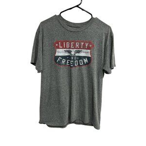 Gray Liberty and Freedom Graphic T Shirt Mens Size M Bonoma Cotton Blend